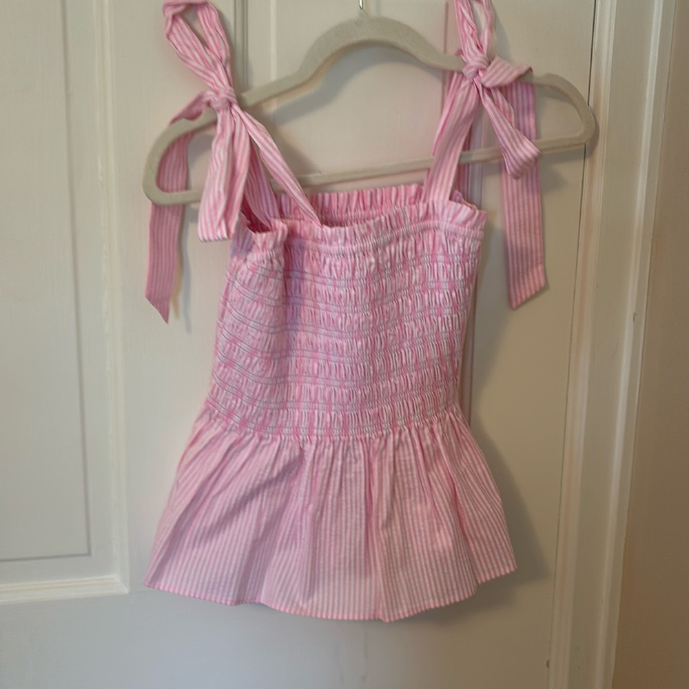 Lilly Pulitzer tie strap smocked seersucker tank